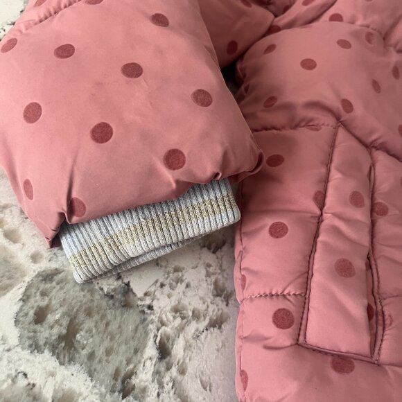 Boden convertible pink polka dot sherpa coat & vest sz 5-6 - Picture 10 of 11